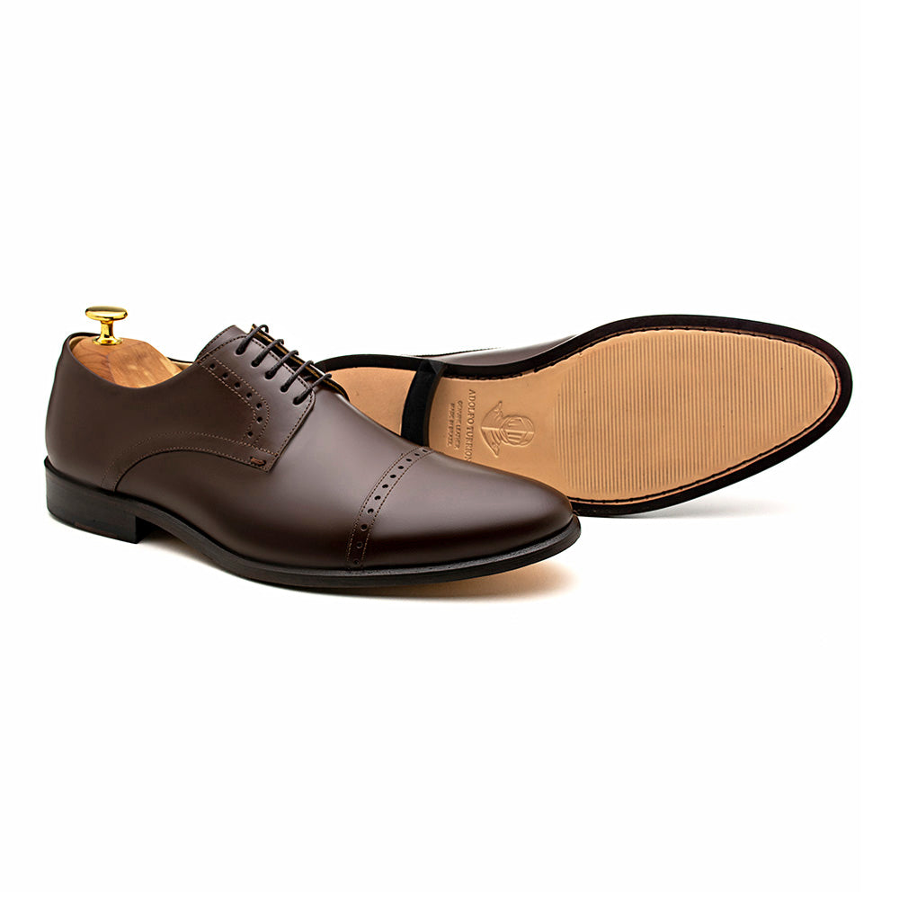 Derby Cap Toe Semi Brogue Alaraz Marrón Oscuro