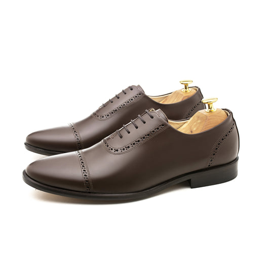 Oxford Semi Brogue Cap Toe Escorial Dark Brown