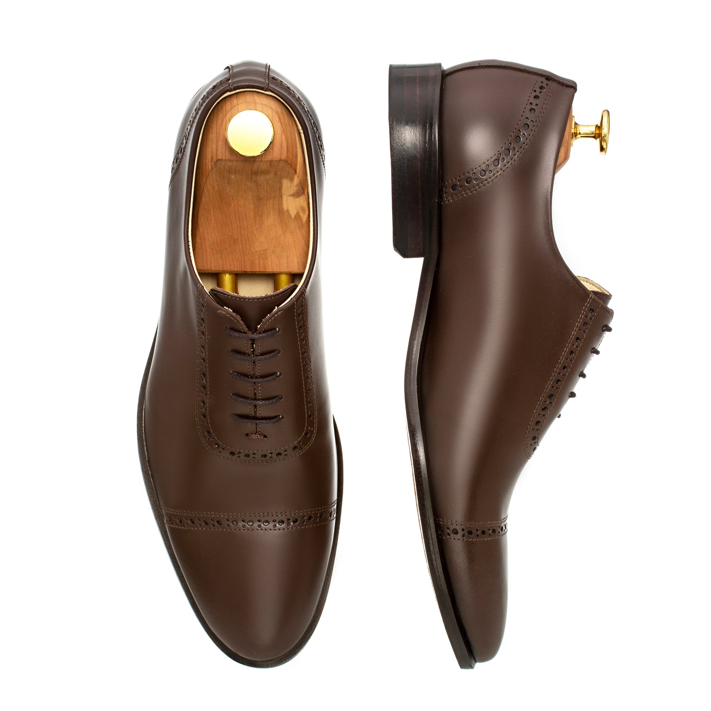 Oxford Semi Brogue Cap Toe Escorial Dark Brown