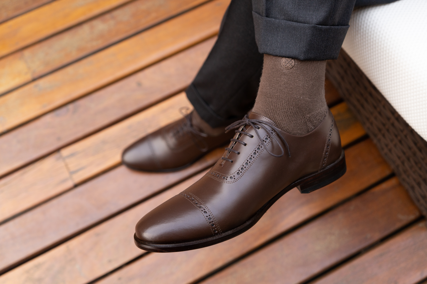 Oxford Semi Brogue Cap Toe Escorial Dark Brown