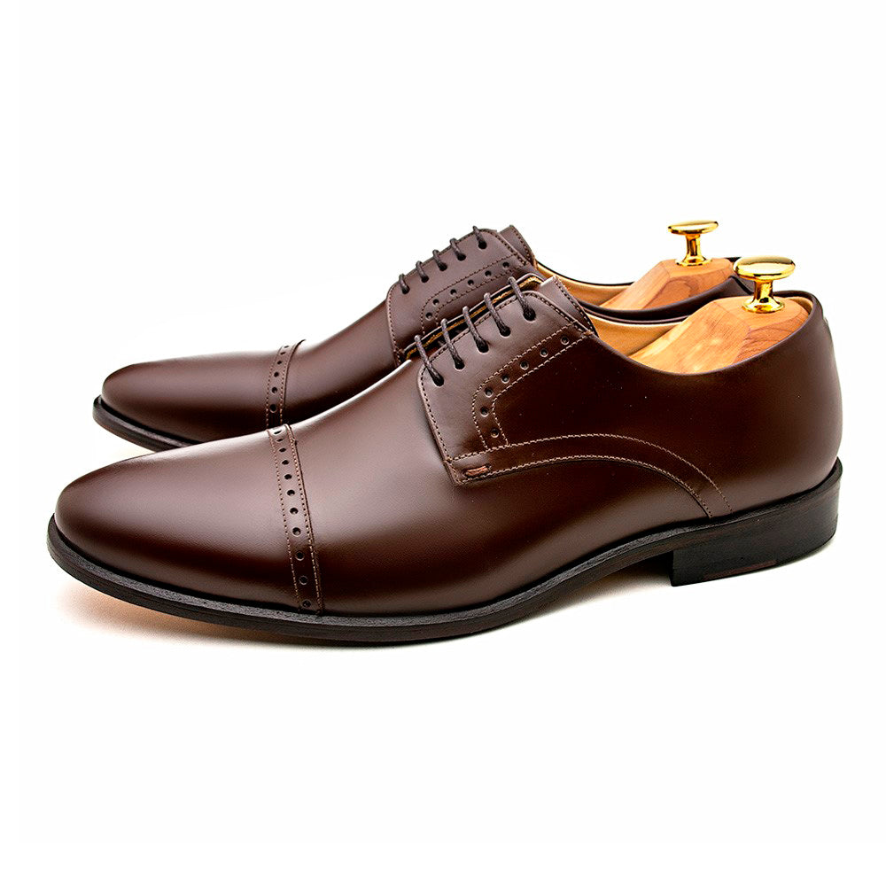 Derby Cap Toe Semi Brogue Alaraz Marrón Oscuro