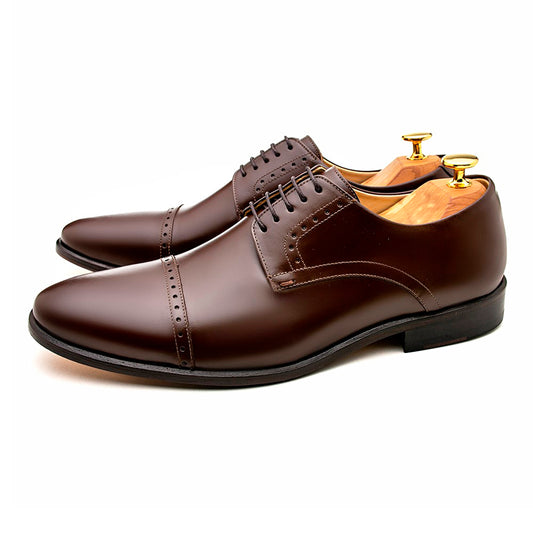 Derby Cap Toe Semi Brogue Alaraz Dark Brown