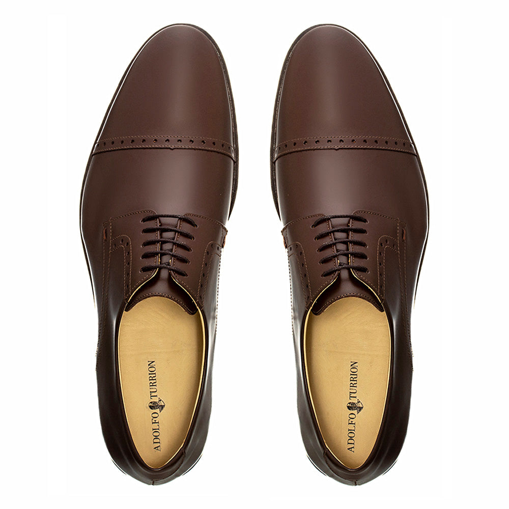Derby Cap Toe Semi Brogue Alaraz Marrón Oscuro