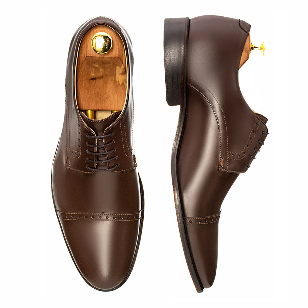 Derby Cap Toe Semi Brogue Alaraz Marrón Oscuro