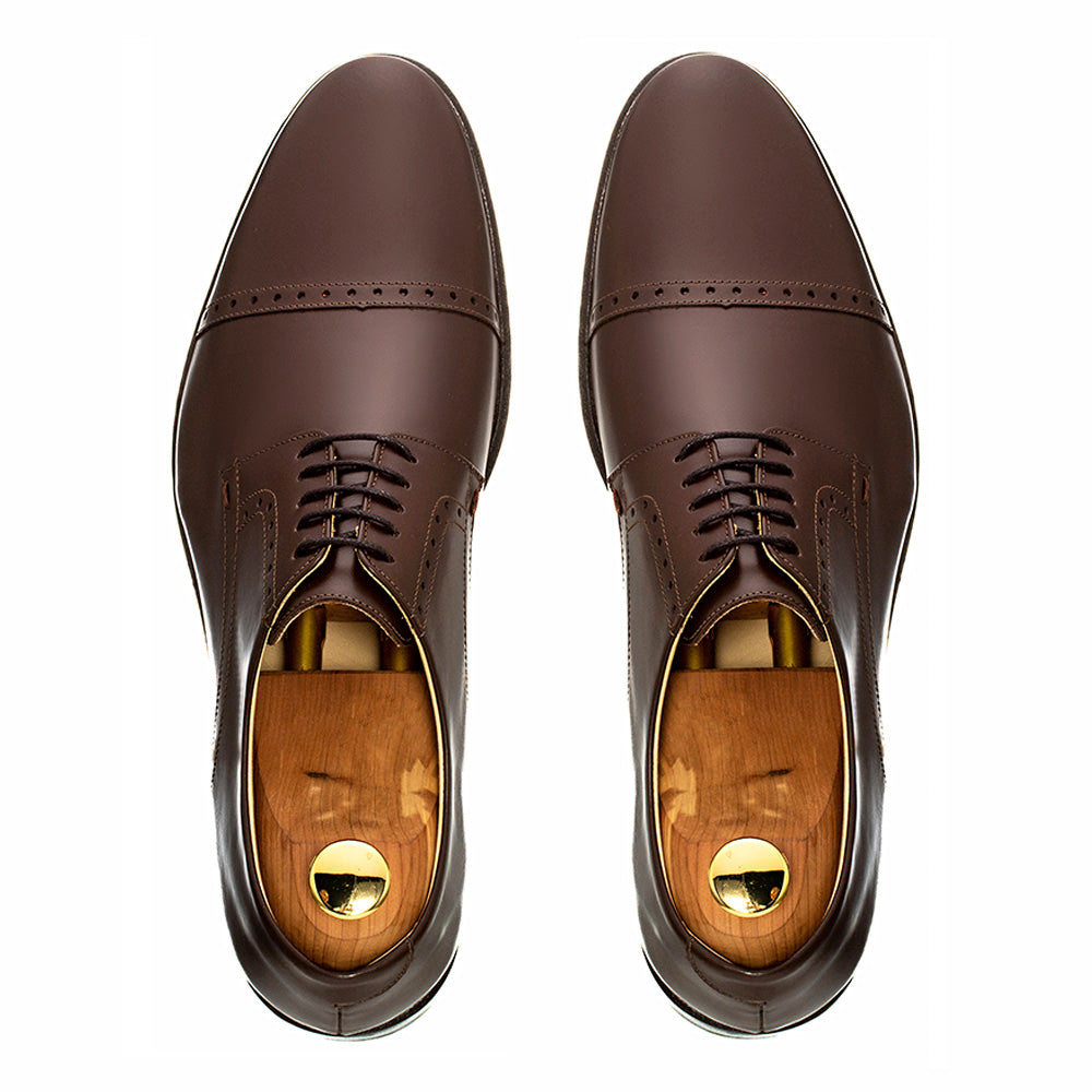 Derby Cap Toe Semi Brogue Alaraz Marrón Oscuro