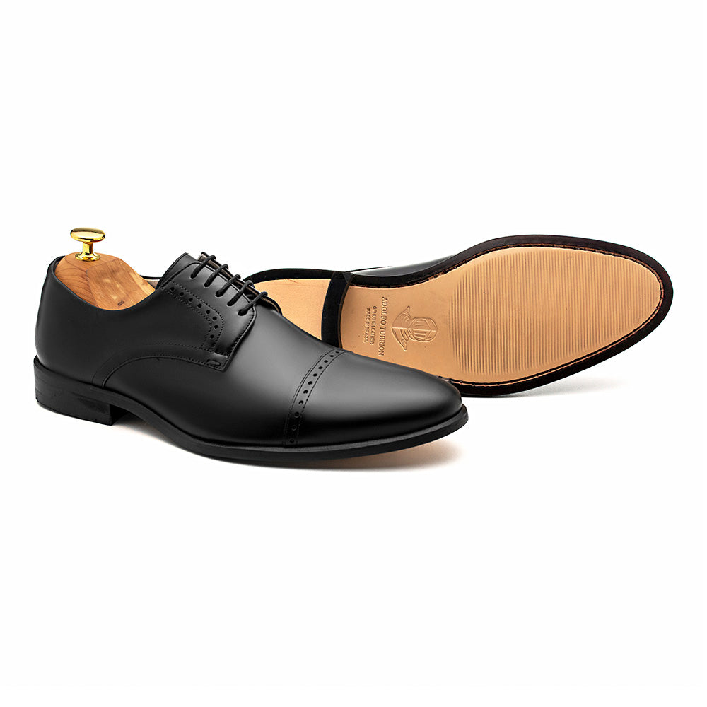 Derby Cap Toe Semi Brogue Alaraz Negro