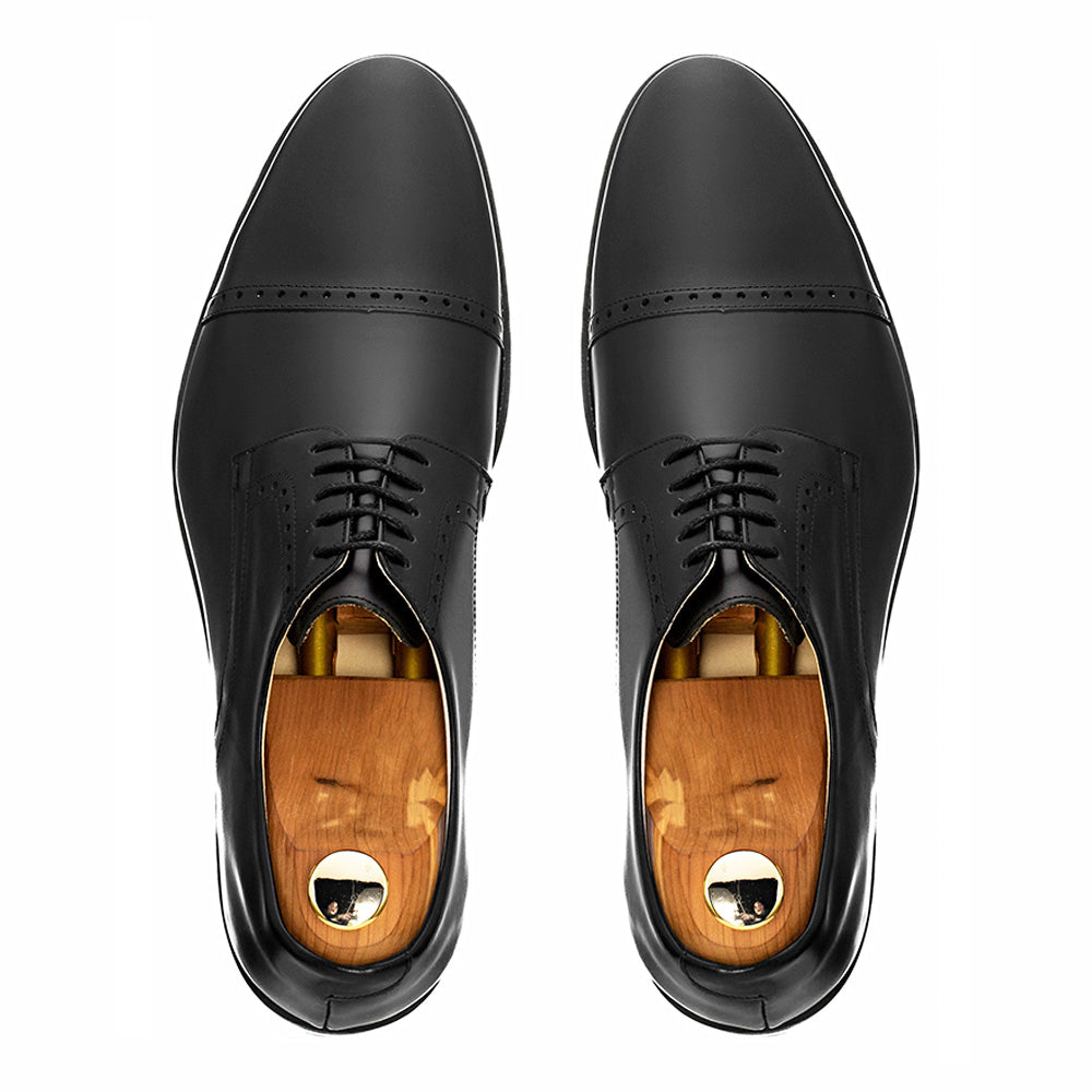 Derby Cap Toe Semi Brogue Alaraz Negro