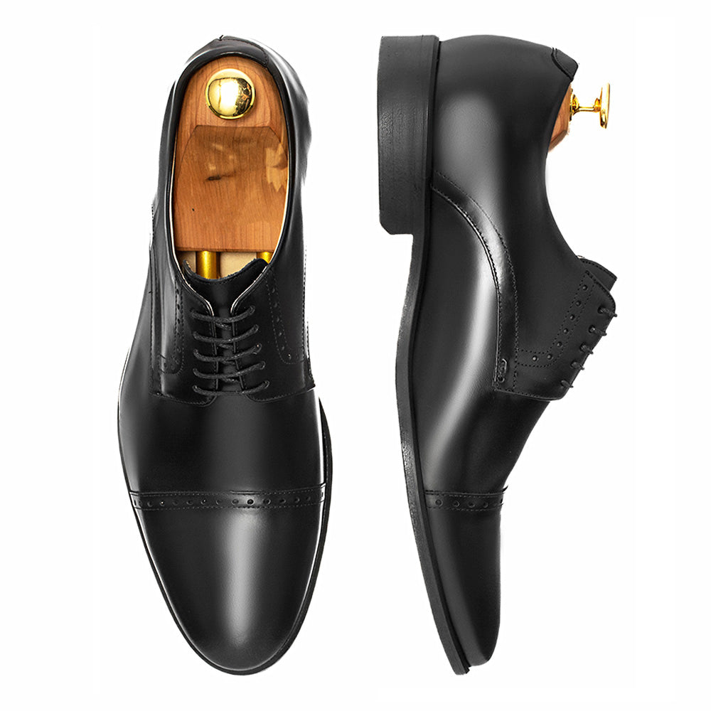 Derby Cap Toe Semi Brogue Alaraz Negro