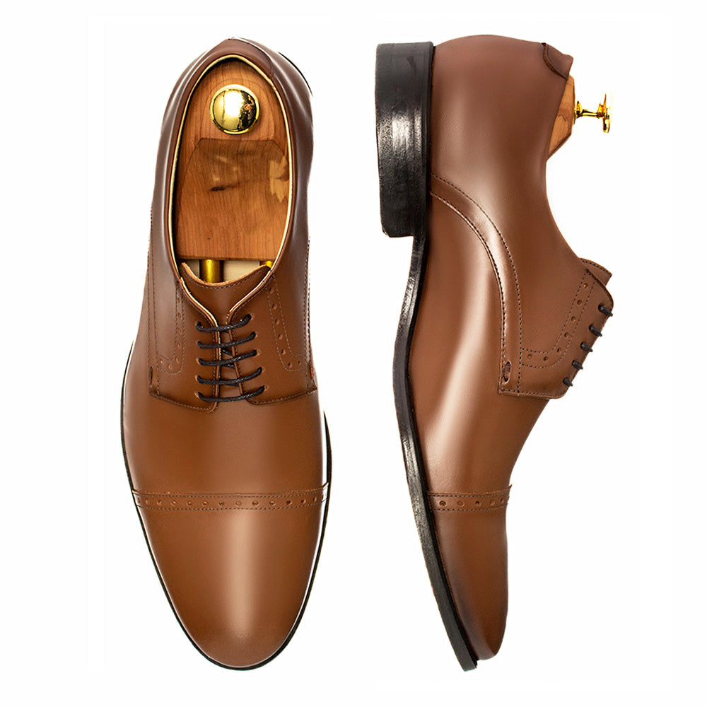 Derby Cap Toe Semi Brogue Alaraz Marrón Whisky